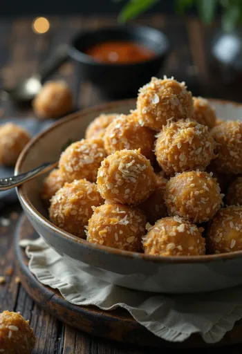 Kaurakookospallot tarjoiltuna lautasella