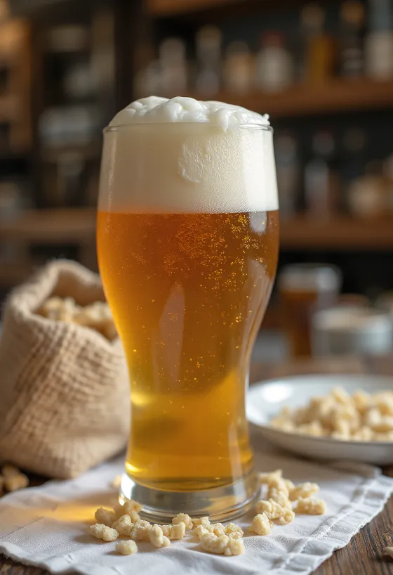 Kotitekoinen olut pullossa tarjoiltuna