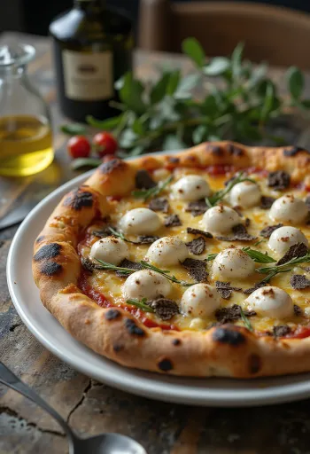 Pizza al Tartufo tryffelillä ja italialaisilla juustoilla
