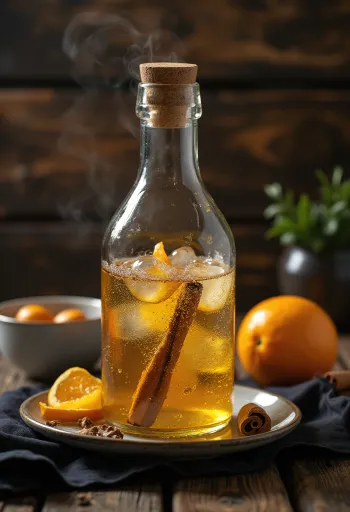 Amerikkalainen makea siideri lasissa mausteilla