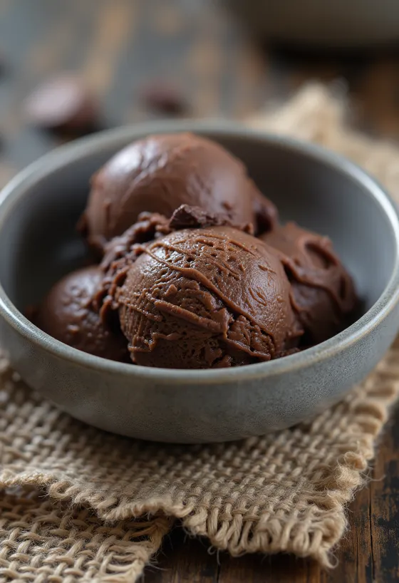 Suklaasorbetti kotitekoinen täyteläinen jälkiruoka