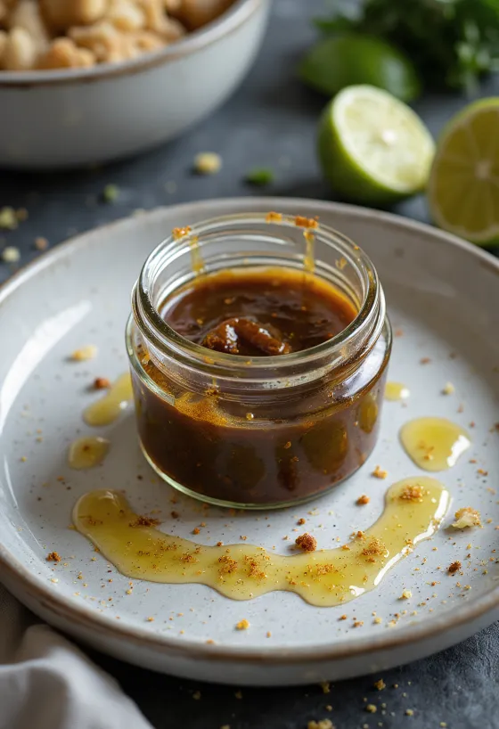 Curry-lime-balsamiviinietikkakastike tarjoiltuna