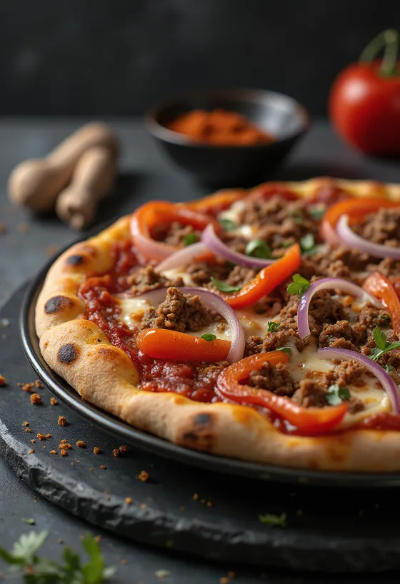 Pizza Algerienne tarjoiltuna