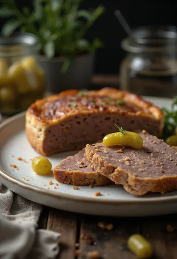Gâteau de foie tarjoiltuna paahdetun leivän kera