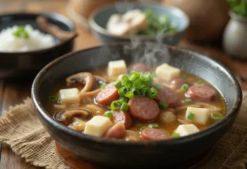 Sundae Jeongol tarjoiltuna tuoreilla vihanneksilla ja chilillä