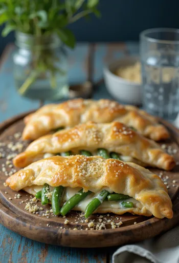 Vihreä papu -calzone vastapaistettuna