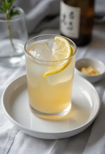 Japanilainen sake-siideri lasissa tarjoiltuna