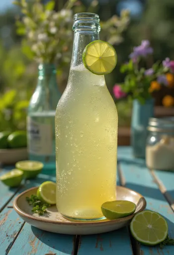 Meksikolainen lime-siideri lasissa limeviipaleilla