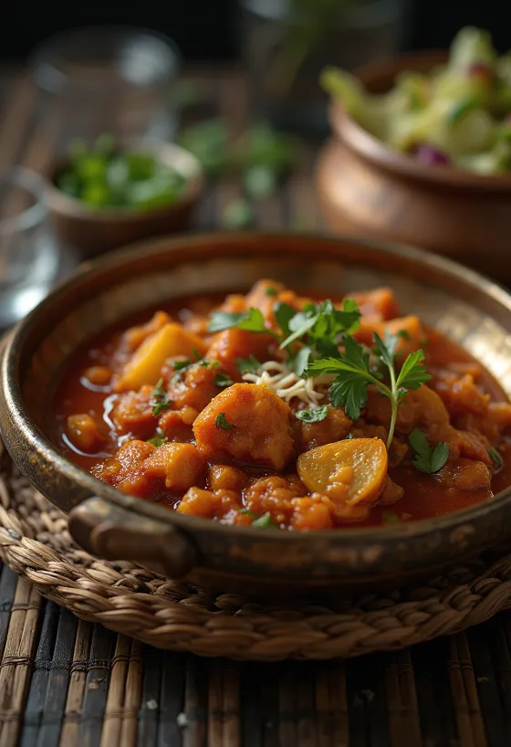 Perinteinen lammascurry värjättynä ratan jot -juurella