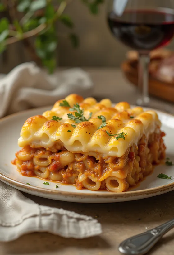 Pastitsio tarjoiltuna