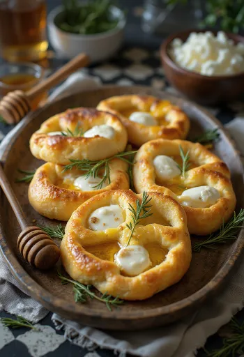 Paahdettu vuohenjuusto-hunajafocaccia tarjoiltuna