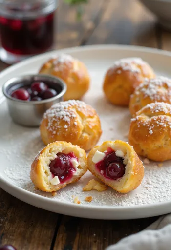 Æbleskiver puolukkatäytteellä, fetajuustolla ja ripauksella vaniljaa