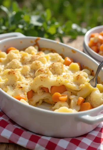 Kukkakaali-vihannespaistos tarjoiltuna