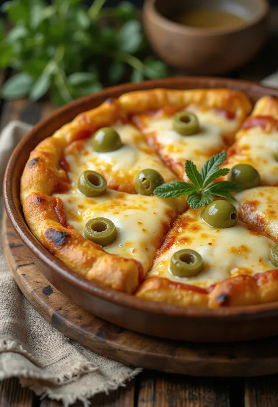 Pizza Argentina paksulla pohjalla, mozzarellalla ja tomaattikastikkeella