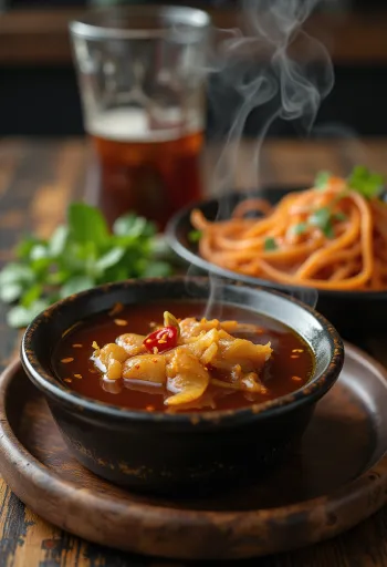 Karamellisoitu kalakastike tarjoiltuna paistetun kalan kera