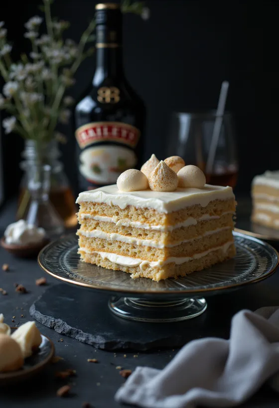 Baileys-kermakakku tarjoiltuna