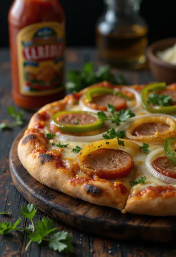 Pizza Carioca brasilialaisella juustolla ja savustetulla makkaralla