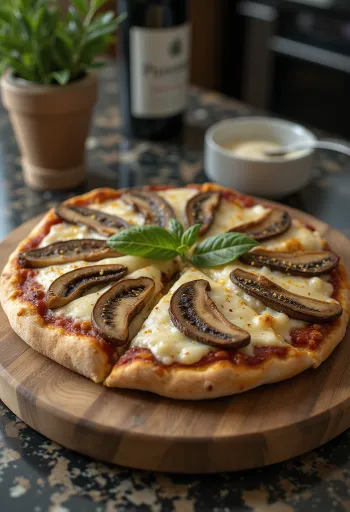 Herkkutattipizza tuoreella timjamilla ja parmesaanilla