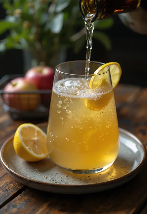 Espanjalainen Sidra-siideri lasissa tarjoiltuna