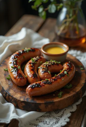 Grillattu BBQ-makkara tarjoiltuna