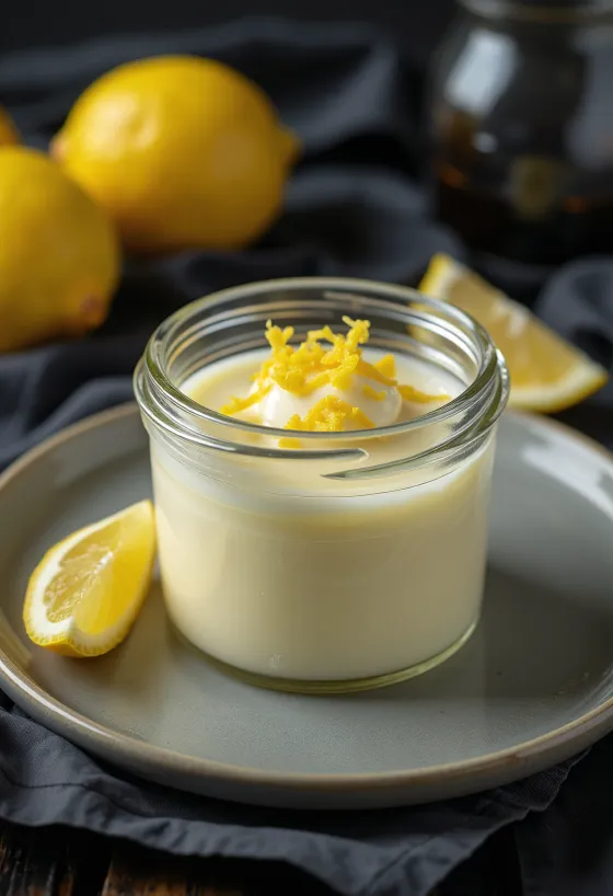 Sitruunapannacotta tarjoiltuna