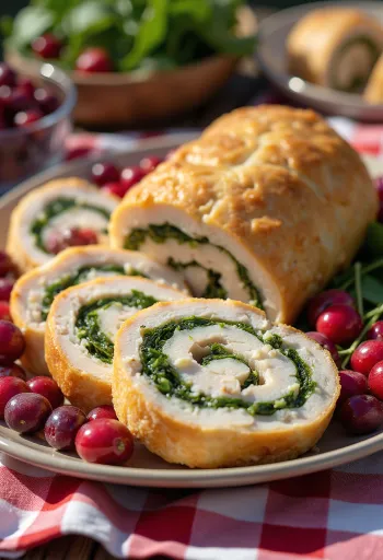 Turkey roulade with cranberries tarjoiltuna vihannesten kera.