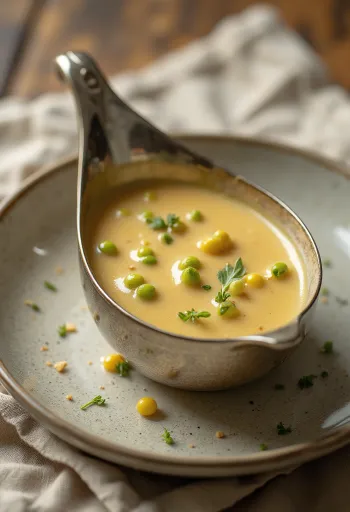 Viherpippuri-dijon-voikastike tarjoiltuna