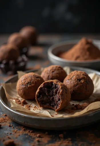 Suklaatryffelit tarjoiltuna