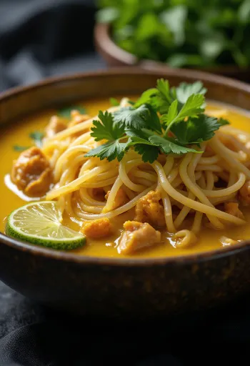 Khao soi -keitto rapeilla nuudeleilla