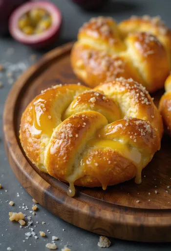 Passionhedelmäpretzelit tarjoiltuna