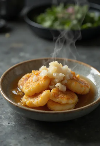 Oden kalapihvi rapeana, tarjoiltuna vihersipulilla