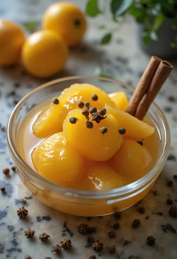 Kvittenikompot kanelilla ja neilikalla maustettuna