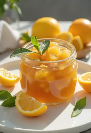 Appelsiini-sitruuna-inkiväärichutney tarjoiltuna