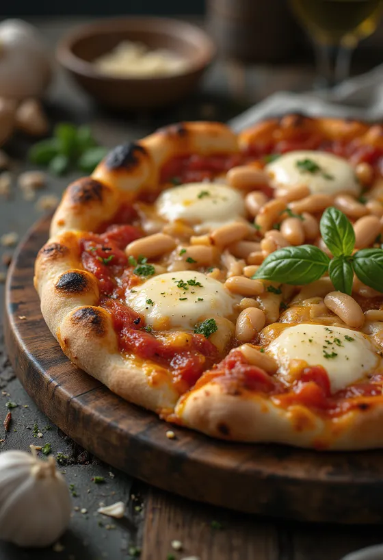 Pizza ai Fagioli pavuilla ja juustolla