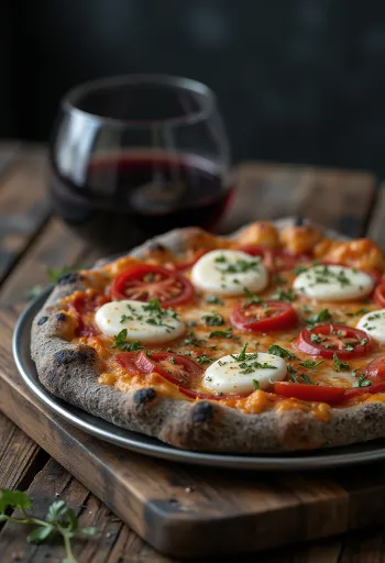 Pizza di Grano Arso paahdetusta viljasta ja italialaisilla juustoilla