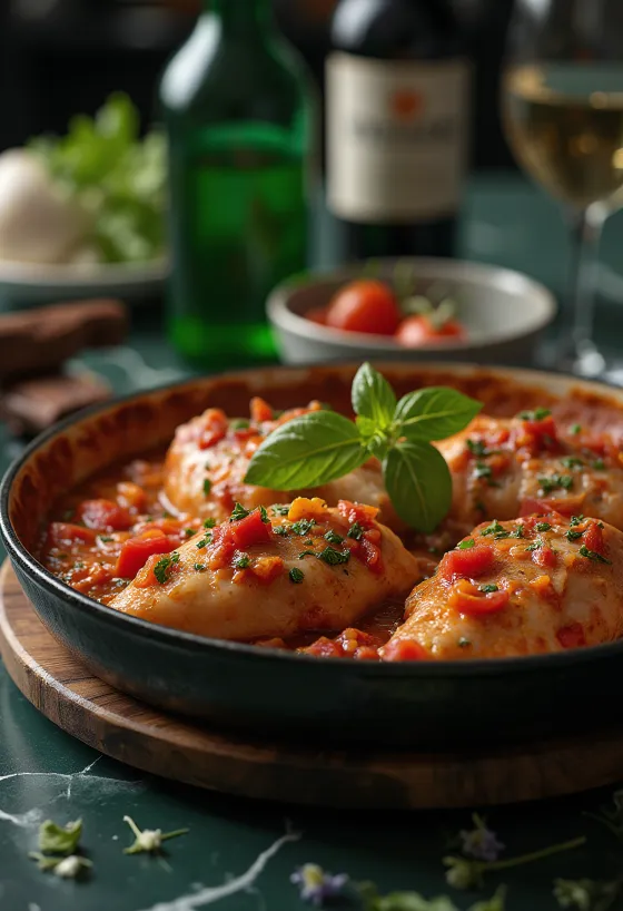 Pollo alla Cacciatora tarjoiltuna tuoreen leivän kera