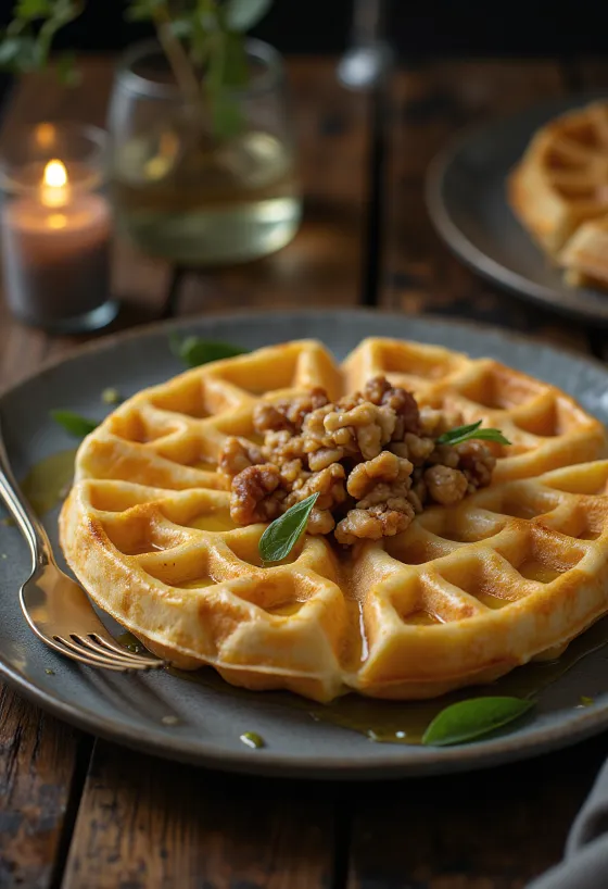 Suolaiset pähkinävohvelit parmesaanilla ja paahdetulla pähkinällä