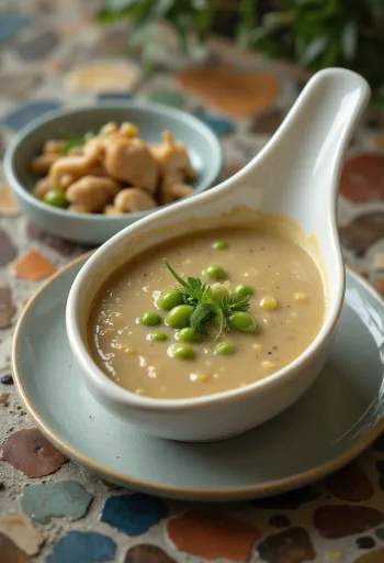 Mausteinen viherpippurikastike tarjoiltuna