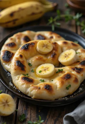 Tarjoiltu banaani-naan-leipä