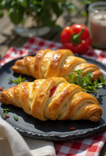 Cornish pasty chorizolla ja paprikalla, tarjoiltuna runsaalla täytteellä ja rapealla taikinalla