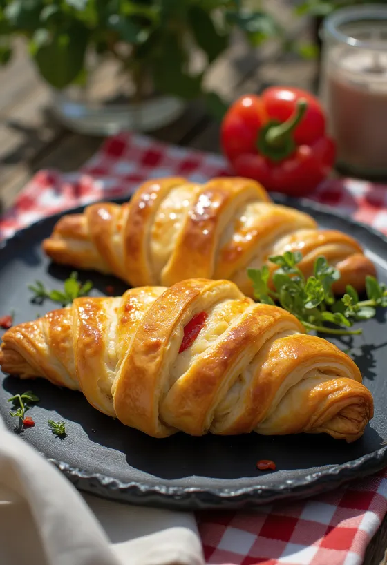 Cornish pasty chorizolla ja paprikalla, tarjoiltuna runsaalla täytteellä ja rapealla taikinalla