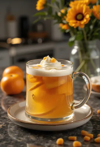 Lämmin sitrussiideri lasissa mintunlehtien kera