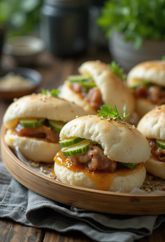 Pork belly buns tarjoiltuna