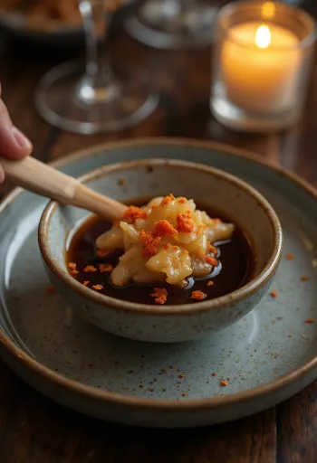 Aasialainen inkivääri-glaseerauskastike tarjoiltuna