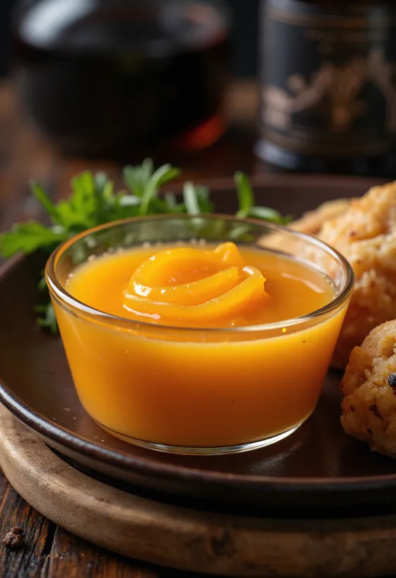 Inkivääri-appelsiinikastike tarjoiltuna