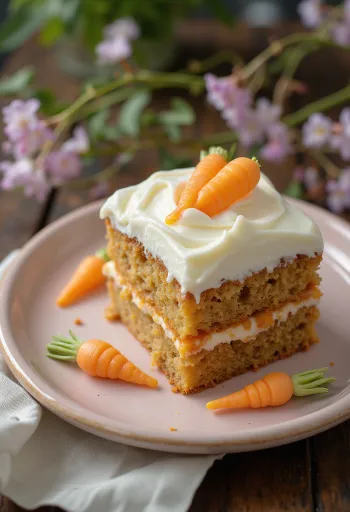 Pääsiäisen porkkanakakku sokerimassaporkkanakoristeilla