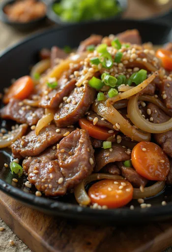 Perinteinen bulgogi tarjoiltuna, naudanlihalla ja limellä