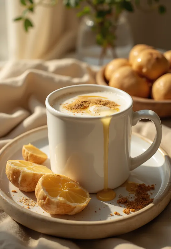 Hunajamaito mukissa kanelilla koristeltuna